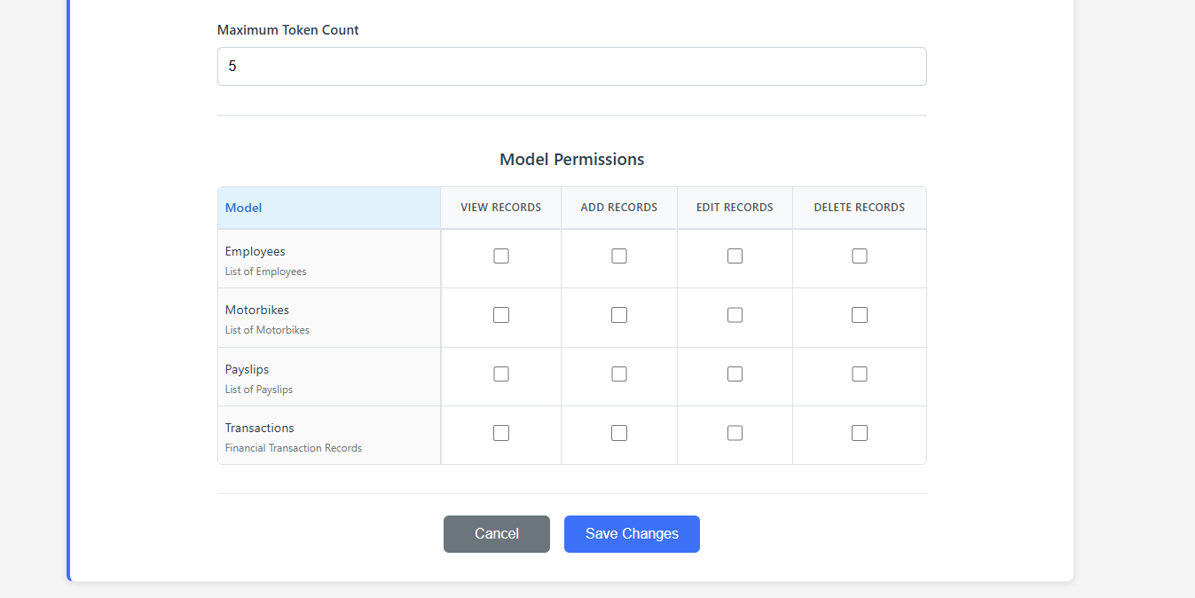 User permissions and settings